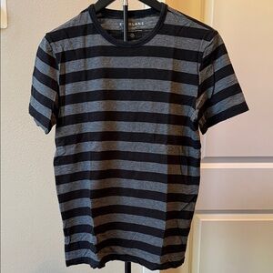 Everlane Men's Charcoal and Black Striped Tee